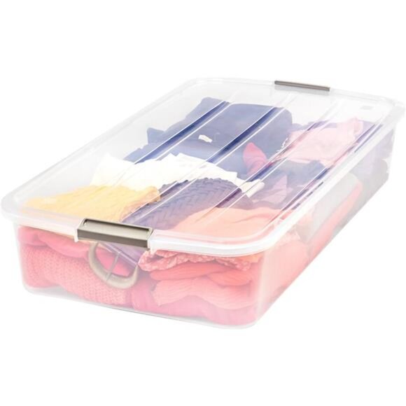 50 Qt Plastic Under Bed Storage Organizer Bin Container with Secure Lids - Picture 1 of 7